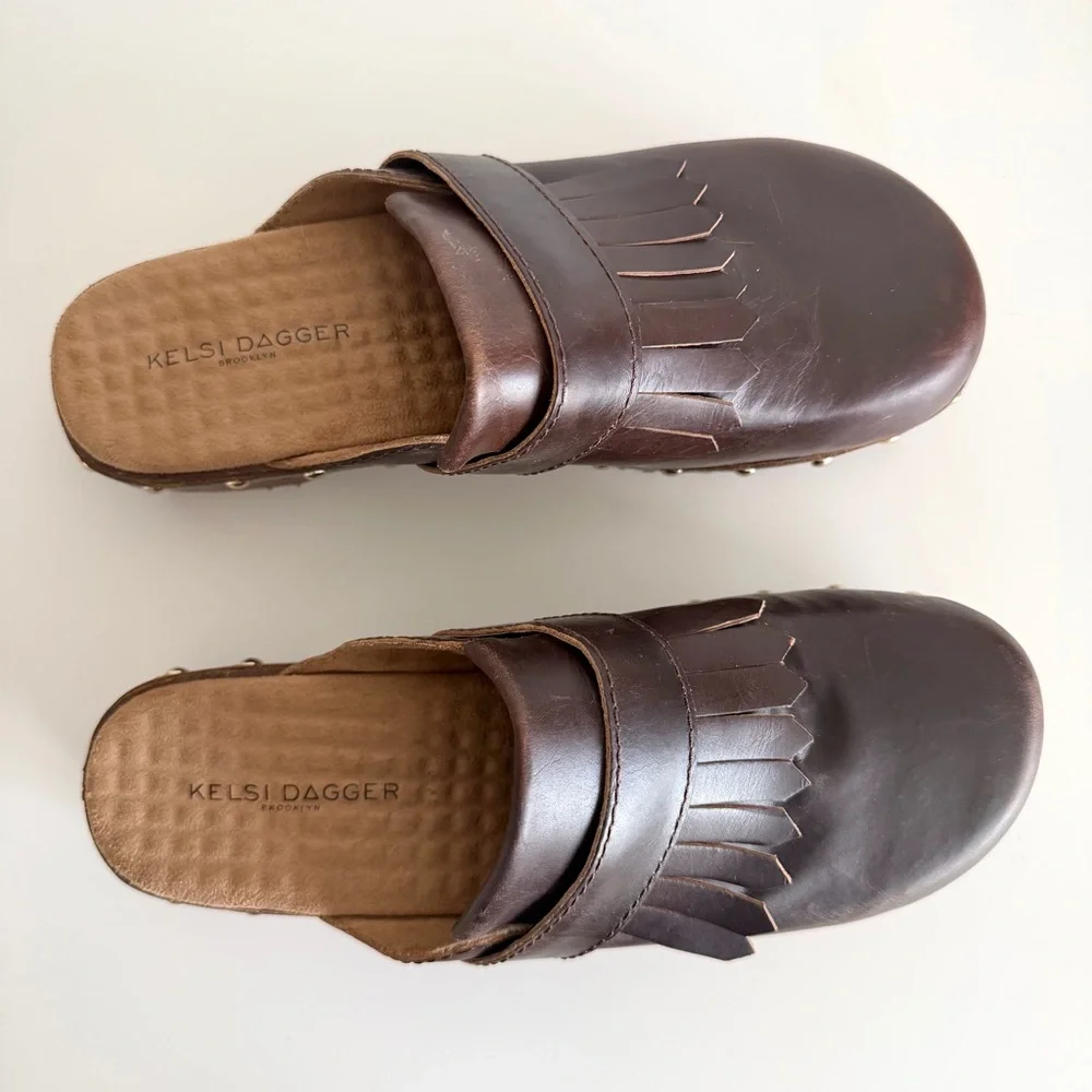 Kelsi Dagger Brown Studded Leather Clog - Picture 9 of 11